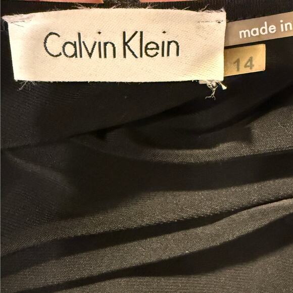 Clavin Klein Black Long Sleeve Midi Dress Sequin Hem 14 Cocktail Elegant Sexy - Picture 5 of 8